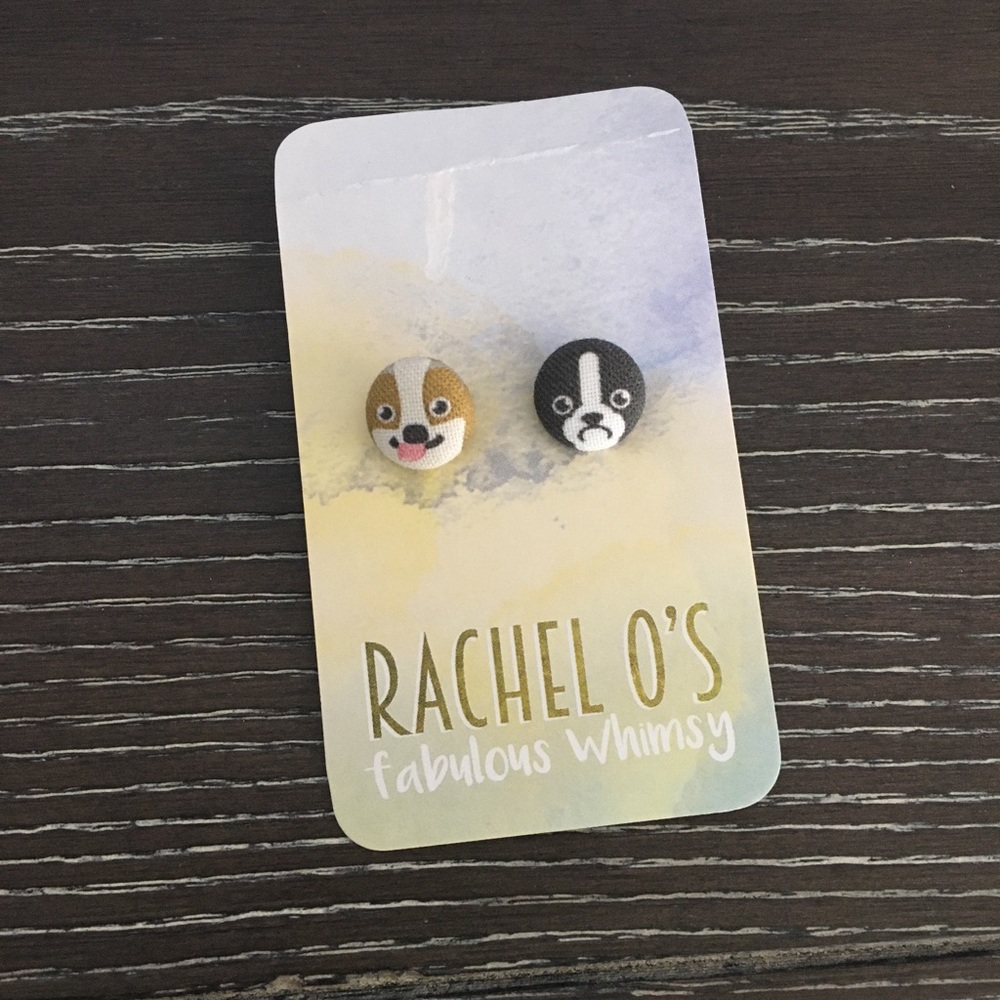 Dog Fabric Button Earrings 🐶